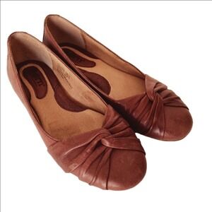 Born Ballet Flats Women 6.5 Brown Leather Knotted Round Toe Slip On BR0000705